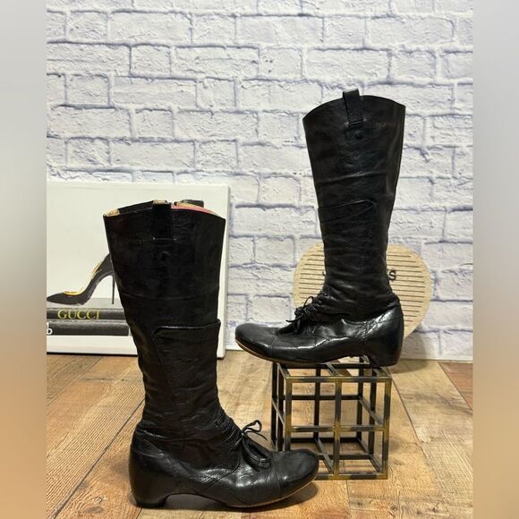 Vintage Prophecy Heeled Leather Boots Goth Steampunk Victorian black - Picture 1 of 16